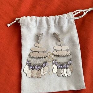 Kendra Scott Silver and Purple Chandelier Earrings